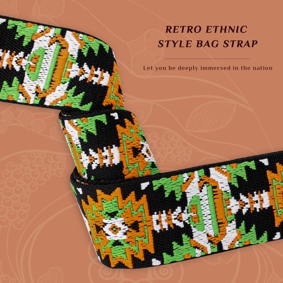 Bronze Hardware Purse Strap With Brown Leather Head, Retro Aztec Replacement V - Picture 3 of 5